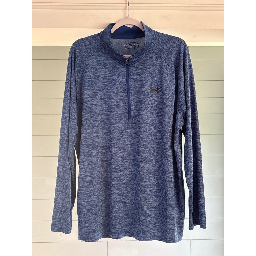 Under Armour Mens Tech 1/2‎ Zip Pullover Blue Heather Long Sleeve Shirt XXL